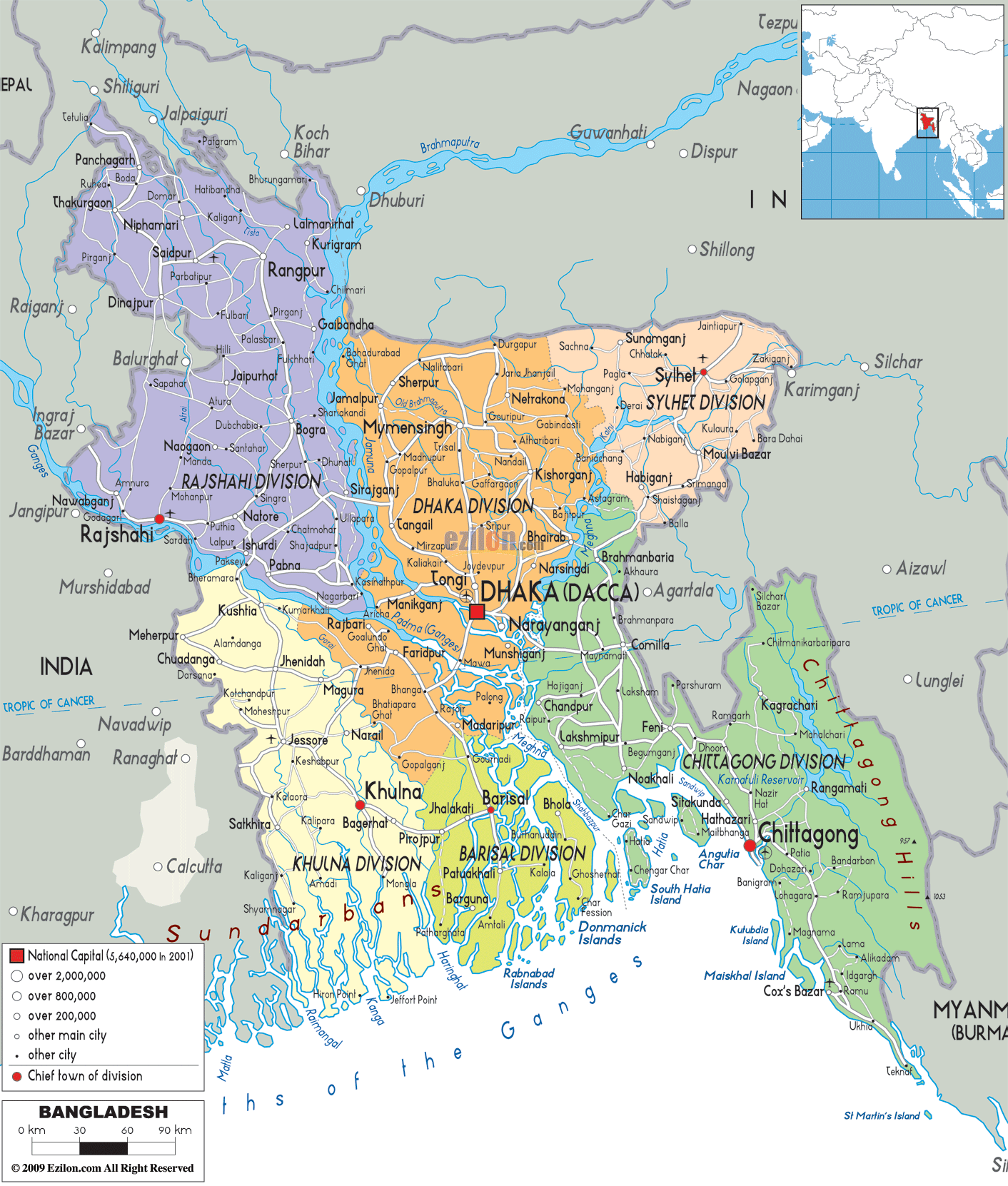 bangladesch regional karte